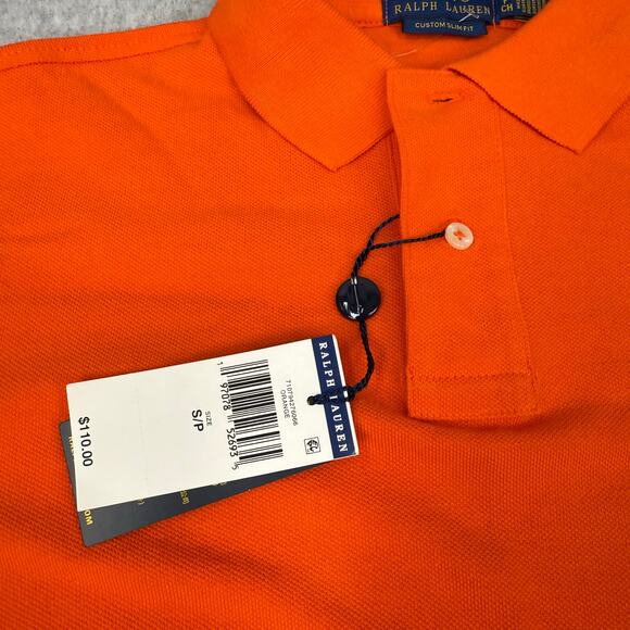 Polo Ralph Lauren Men's Small Orange Collared Shirt Short Sleeve Blue Pony NWT - Picture 2 of 5